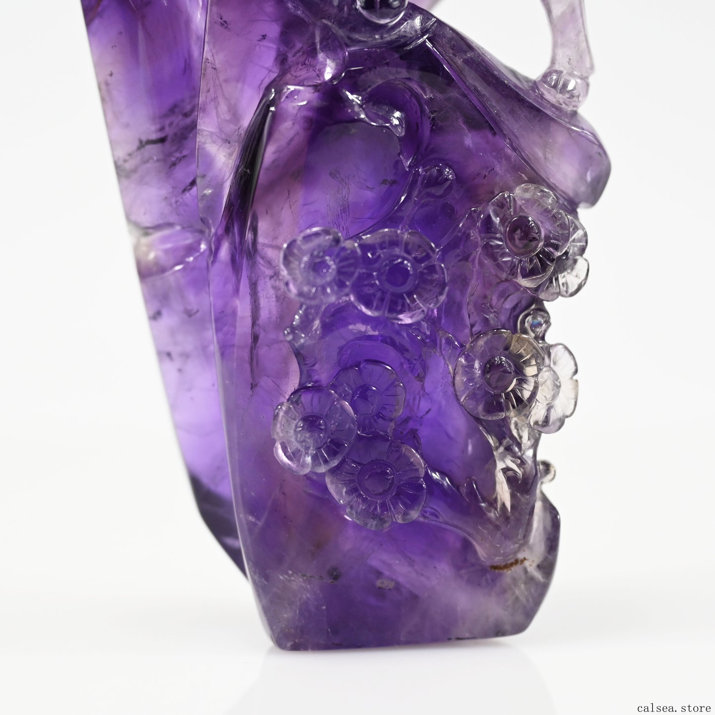 6.33" Amethyst Zodiac Goat Sculpture Carving Hand Carved Super Realistic