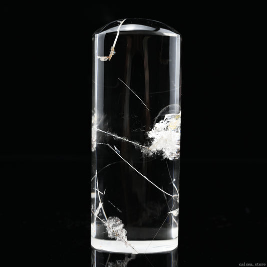 4.73'' White Rutilated Cylinder Rutilated Crystal Crystal Healing Hand Carved FreeForm