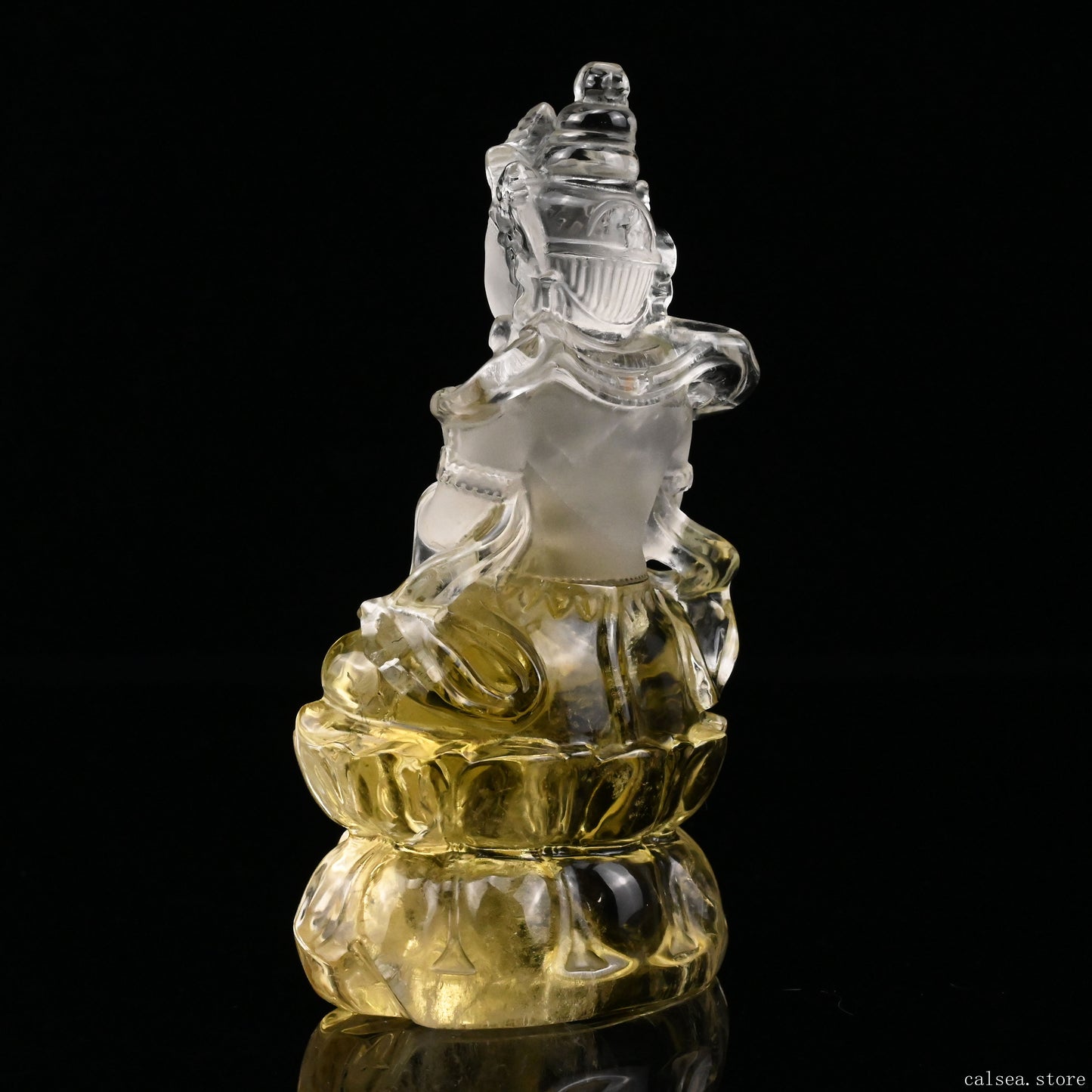 Brazil Citrine Avalokiteśvara Sculpture Hand Carved Crystal Healing