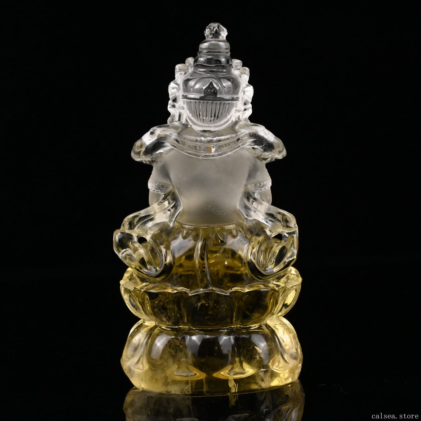 Brazil Citrine Avalokiteśvara Sculpture Hand Carved Crystal Healing