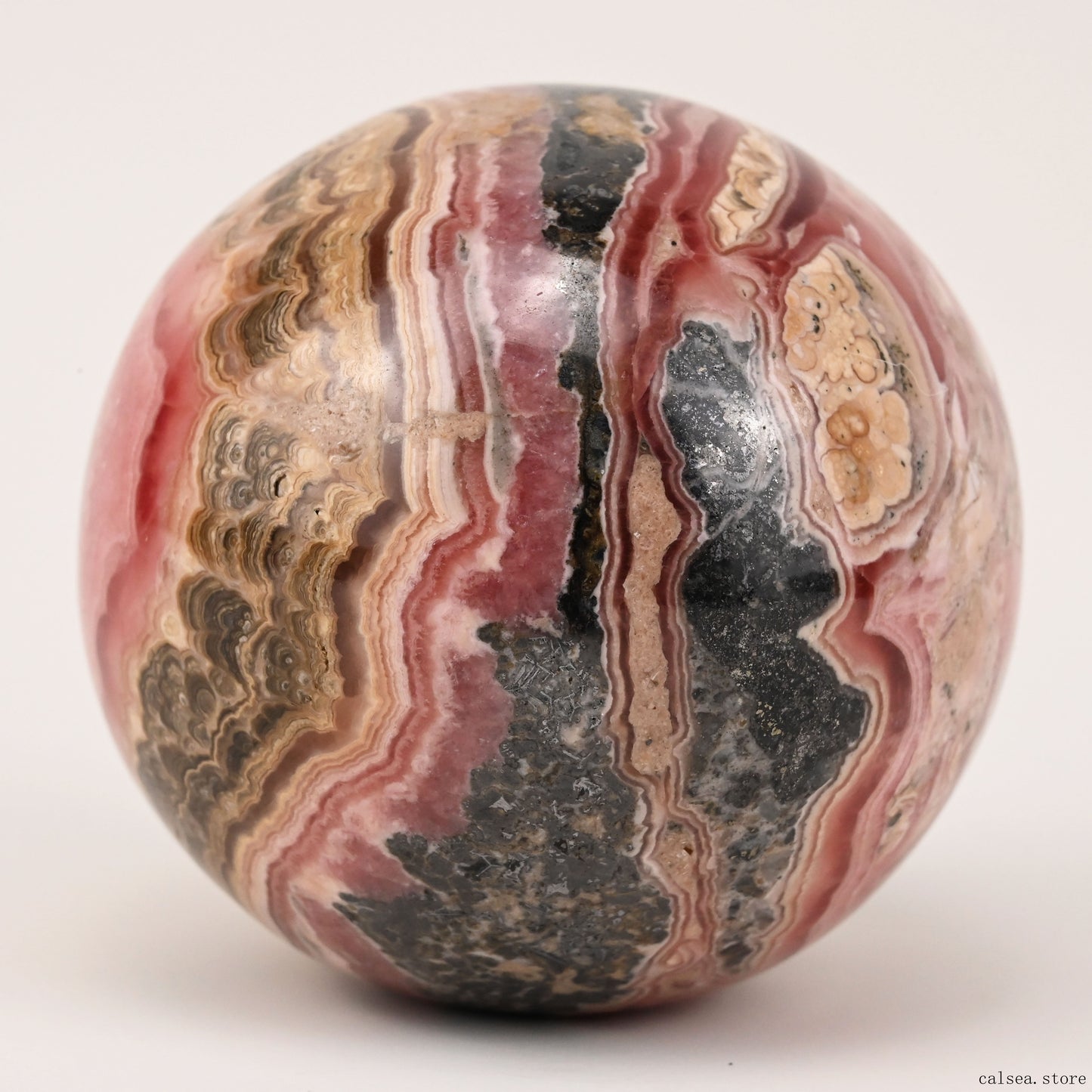 2.19'' Gemstone Rhodochrosite Sphere Crystal Healing Hand Carved Sphere/Ball