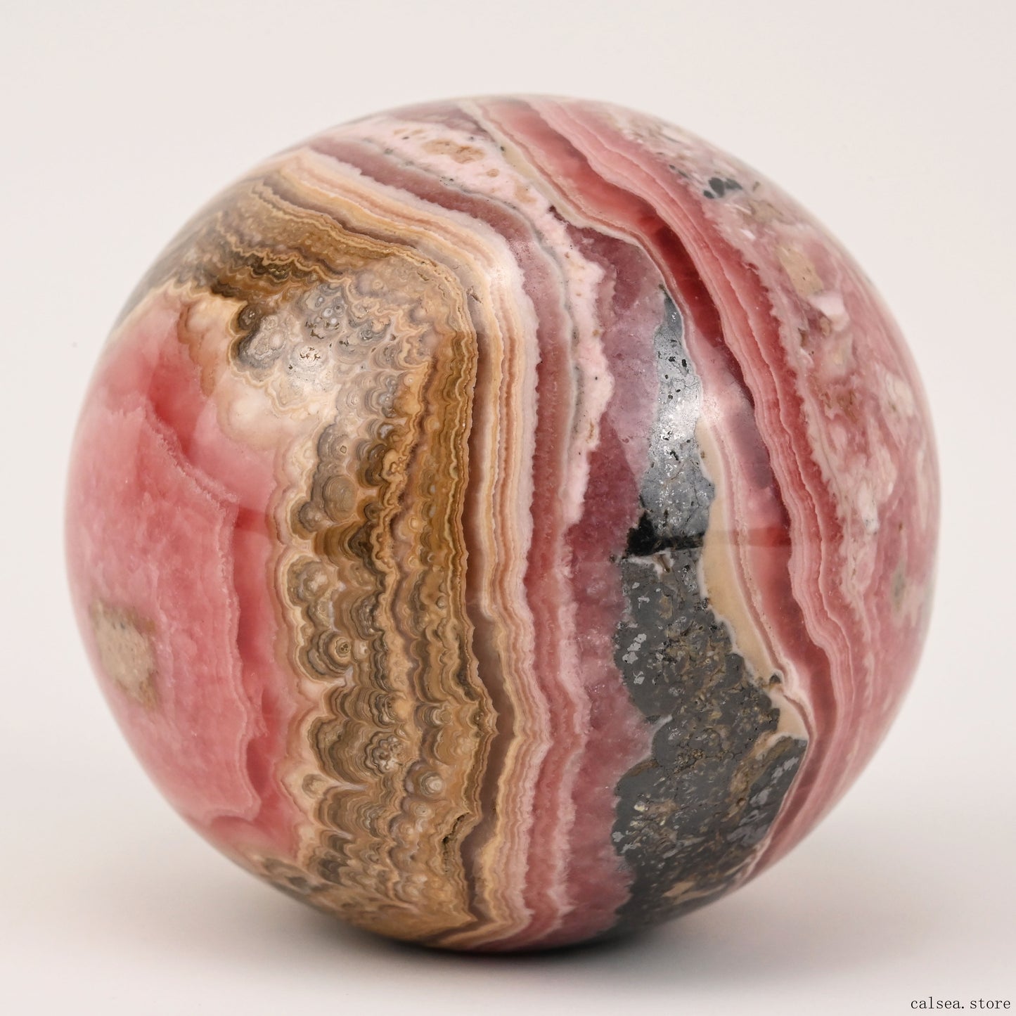 2.19'' Gemstone Rhodochrosite Sphere Crystal Healing Hand Carved Sphere/Ball
