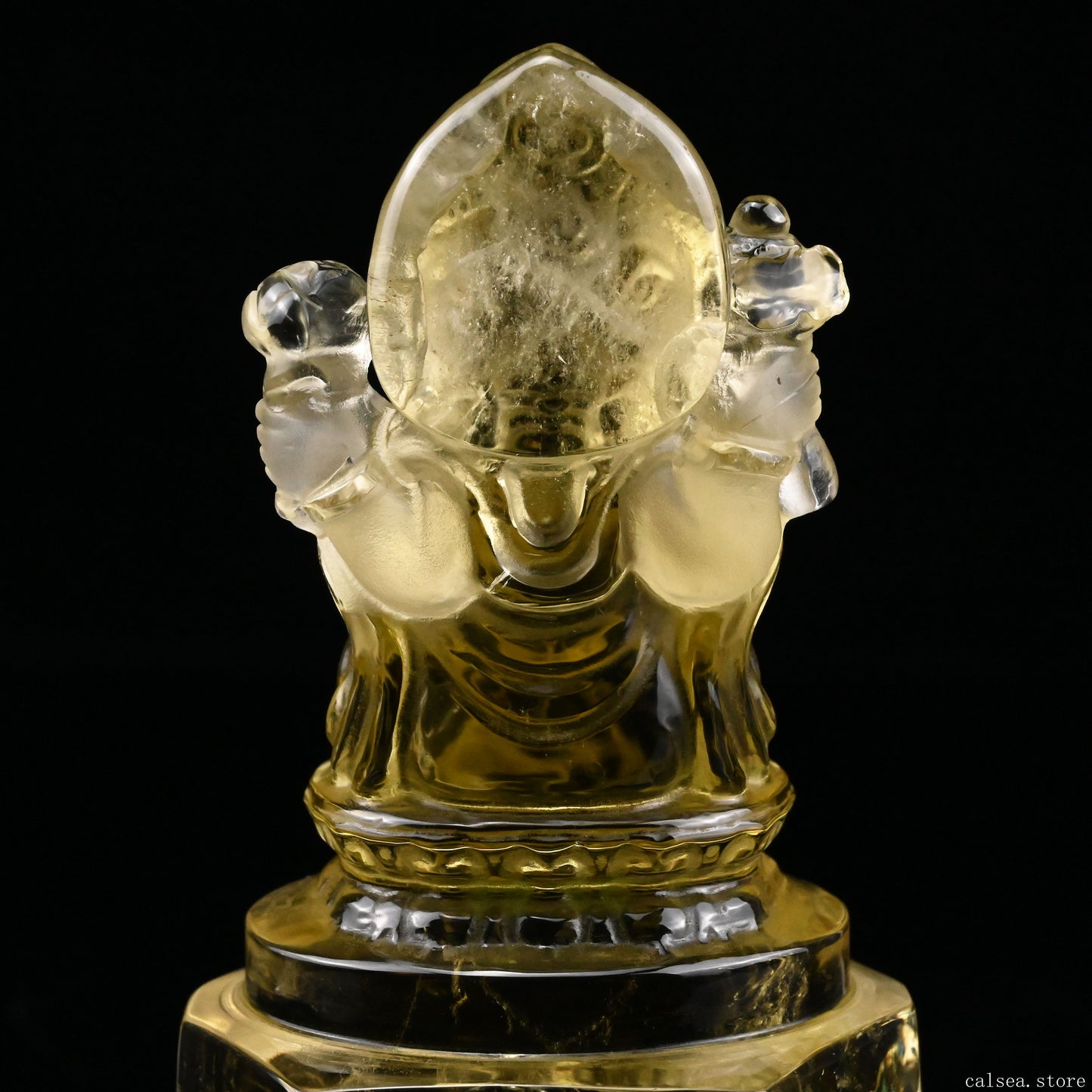 4.11'' Brazil Citrine Ganesh Buddha Sculpture Crystal Healing Hand Carved Ornaments