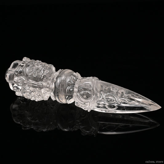 Clearquartz Vajira Sculpture Artifact Crystal Healing Hand Carved
