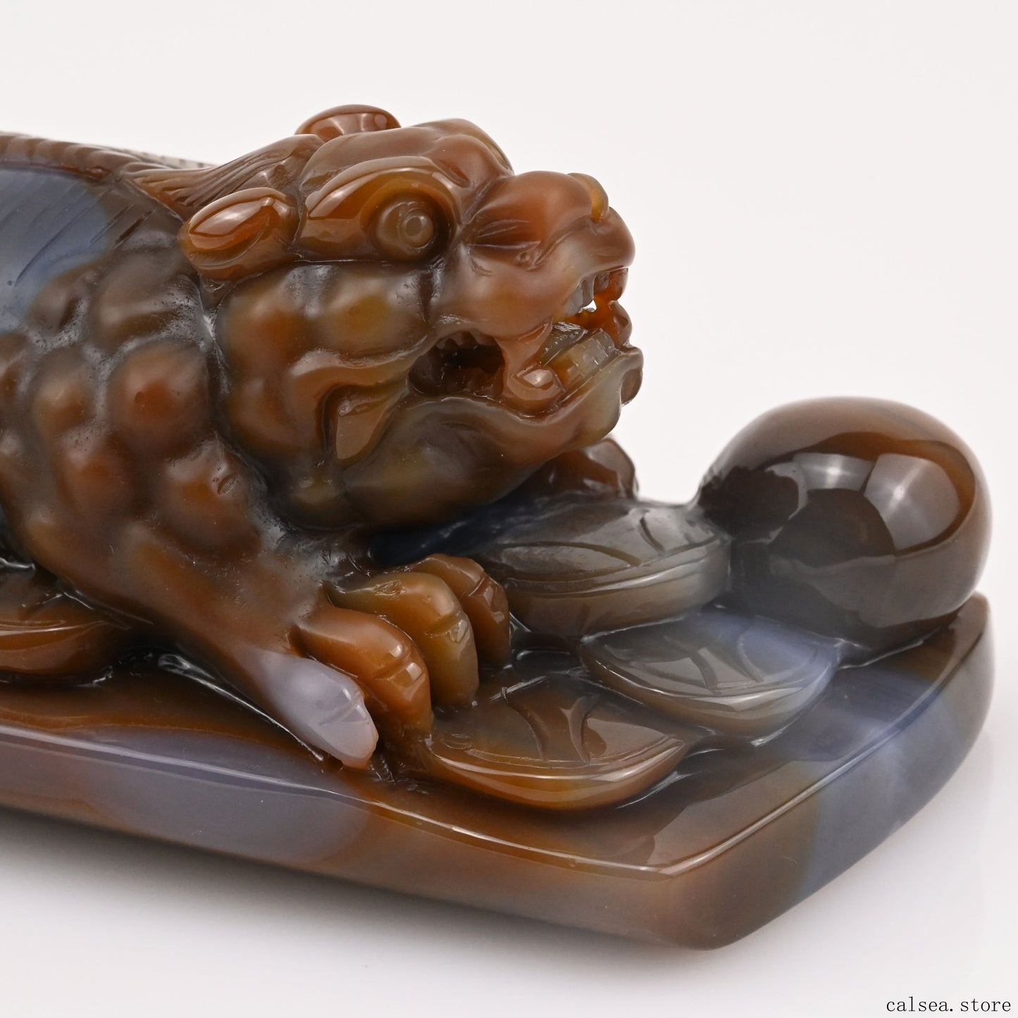 4.07'' Agate Pixiu Sculpture Crystal Healing Hand Carved