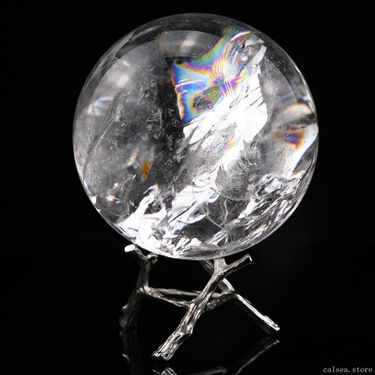 3.26'' Stunning Rainbow Clearquartz Sphere Crystal Healing Hand Carved Sphere/Ball