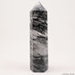 7.91'' Black Tourmaline,Rutile Tower Ornaments Point Crystal Healing Tower/Point