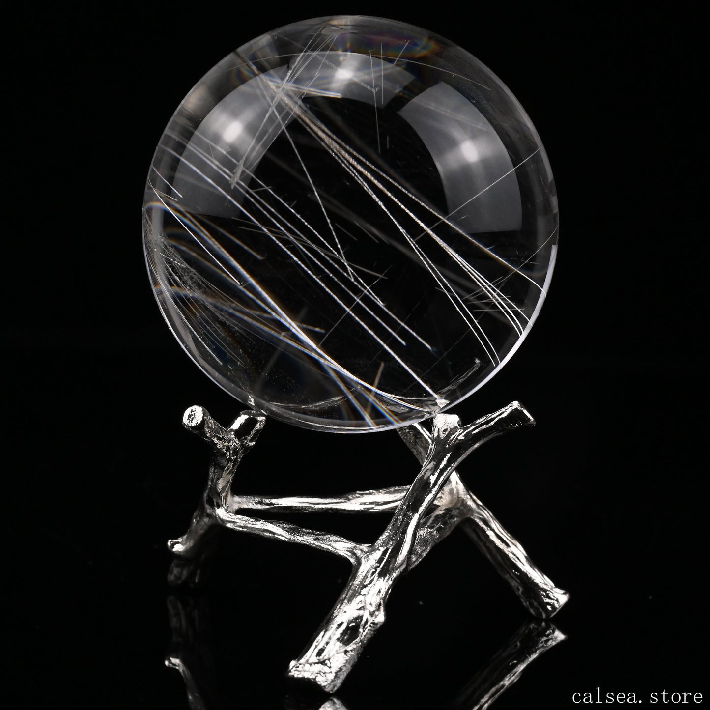 2.17'' Golden Rutilated,Rutile Sphere Crystal Healing Hand Carved Crystal Sphere/Ball