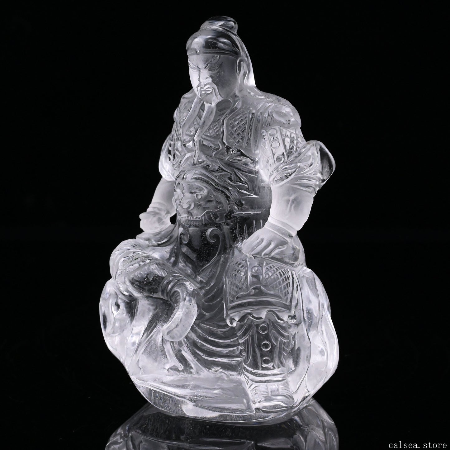 3.56'' Clearquartz GuanYu Sculpture Crystal Healing Hand Carved