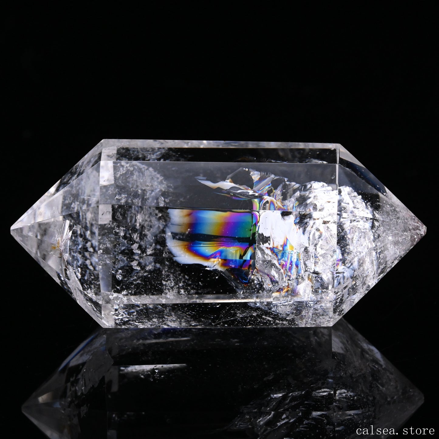 Rainbow Clearquartz Vogel Crystal Hand Carved Crystal Point, Crystal Healing