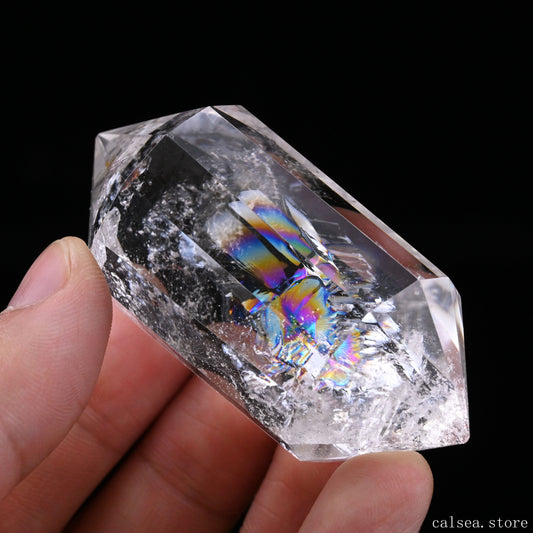 Rainbow Clearquartz Vogel Crystal Hand Carved Crystal Point, Crystal Healing