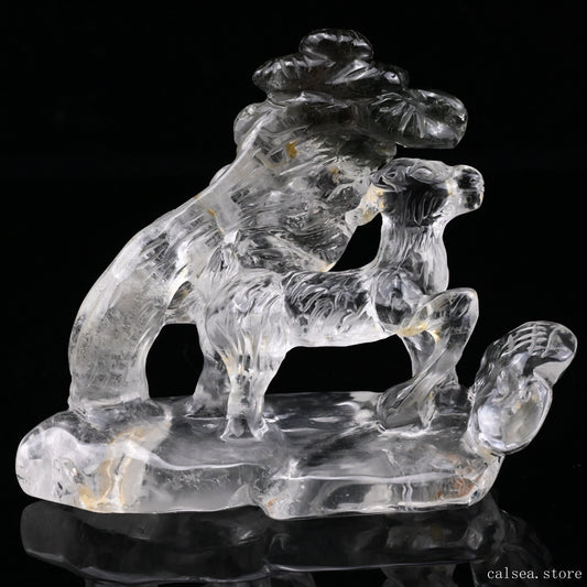 Gardenquartz Goat Sculpture Crystal Healing Hand Carved Crystal Super Realistic