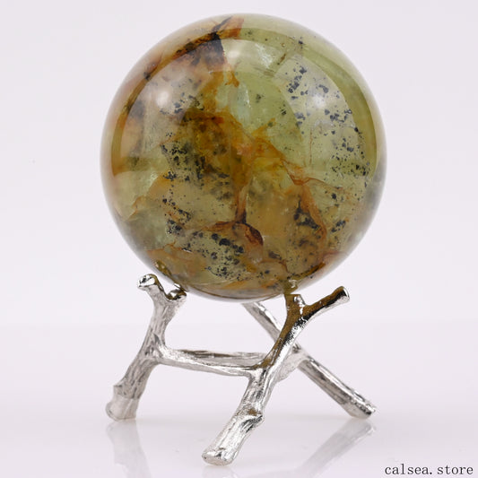 2.34'' Goldenhealer Fluorite Pyrite Sphere Crystal Healing Hand Carved Sphere/Ball