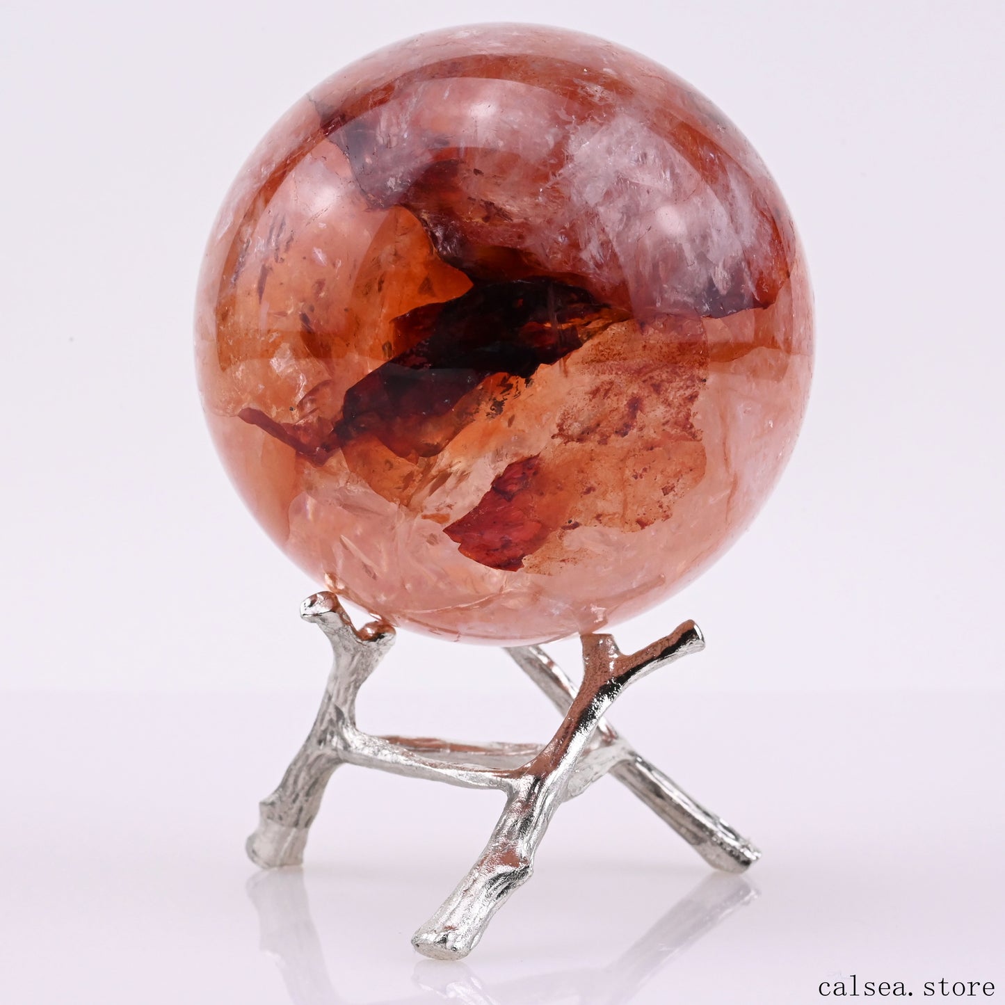 2.65'' Firequartz Sphere Crystal Healing Hand Carved Sphere/Ball