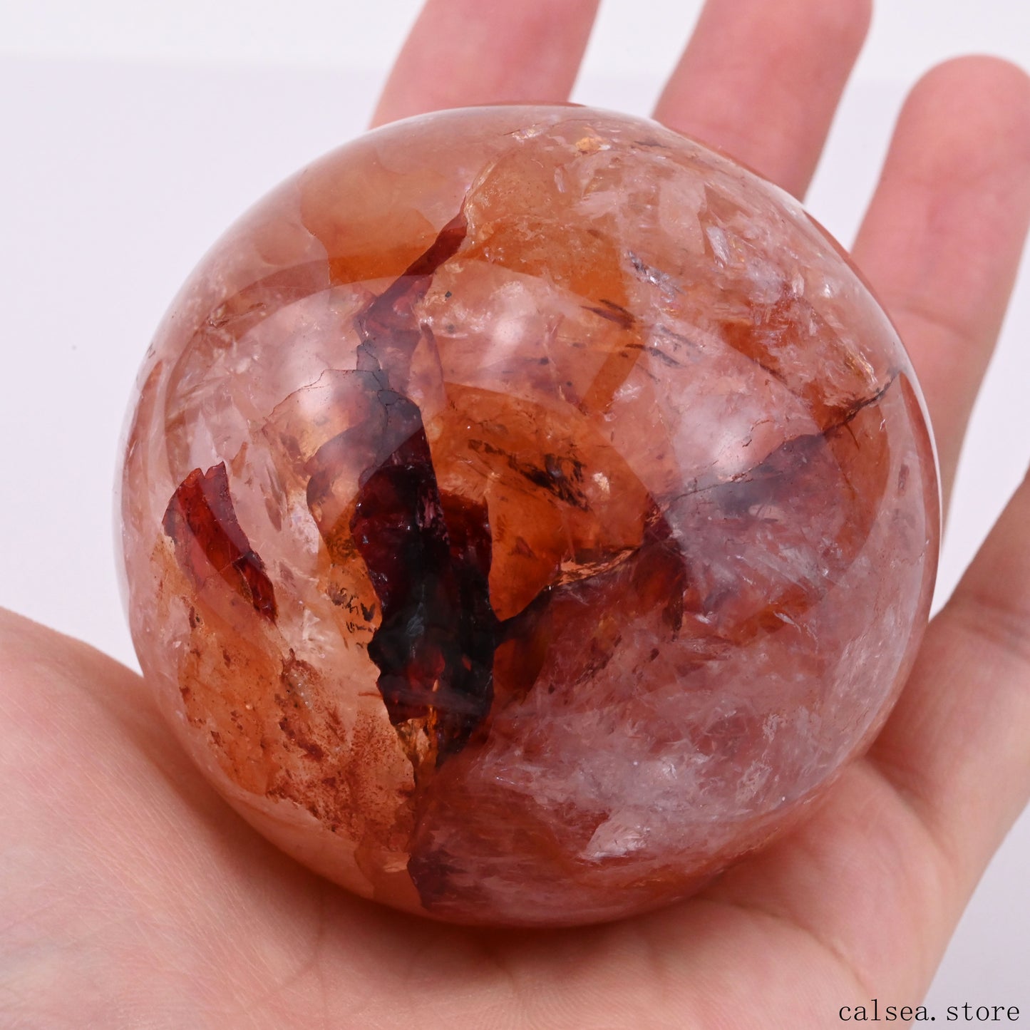 2.65'' Firequartz Sphere Crystal Healing Hand Carved Sphere/Ball