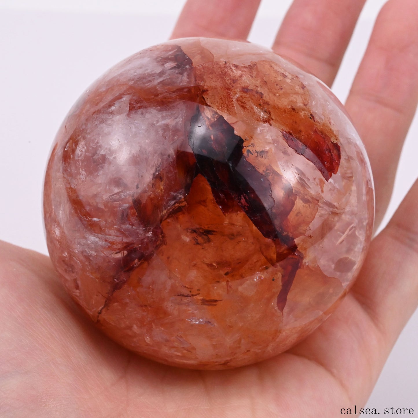 2.65'' Firequartz Sphere Crystal Healing Hand Carved Sphere/Ball
