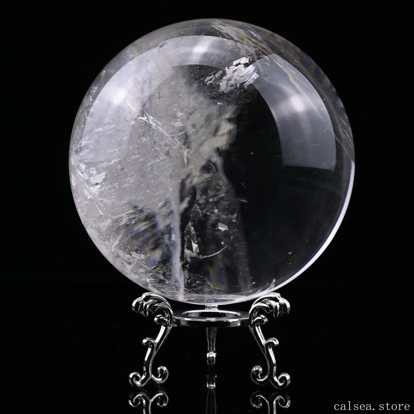 3.77'' Stunning Rainbow Clearquartz Sphere Crystal Healing Hand Carved Sphere/Ball