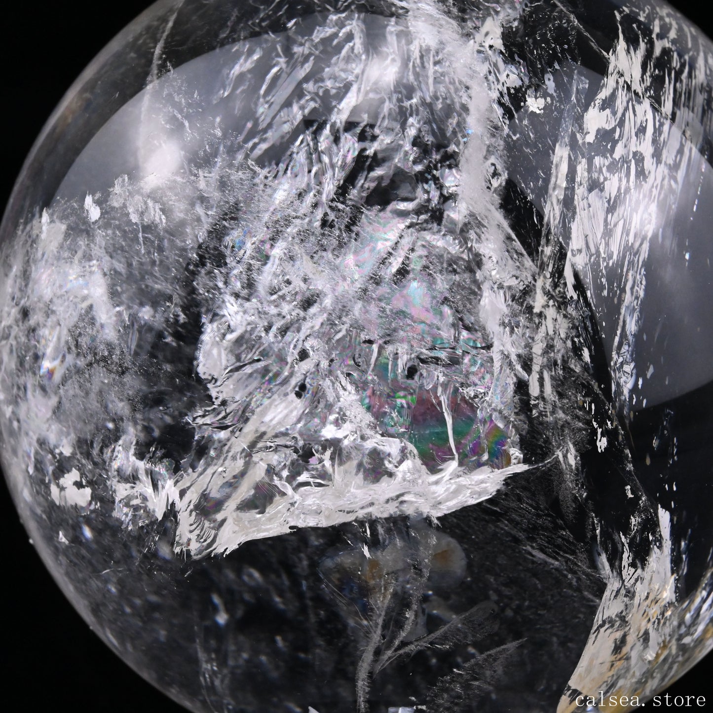 3.77'' Stunning Rainbow Clearquartz Sphere Crystal Healing Hand Carved Sphere/Ball