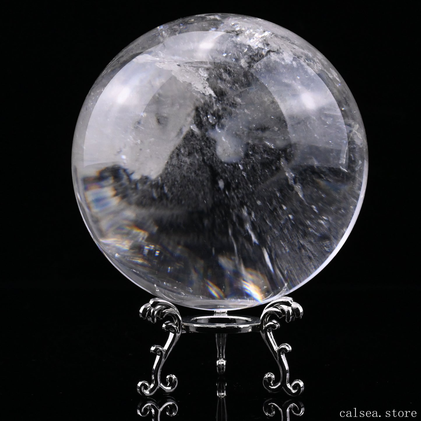 3.77'' Stunning Rainbow Clearquartz Sphere Crystal Healing Hand Carved Sphere/Ball
