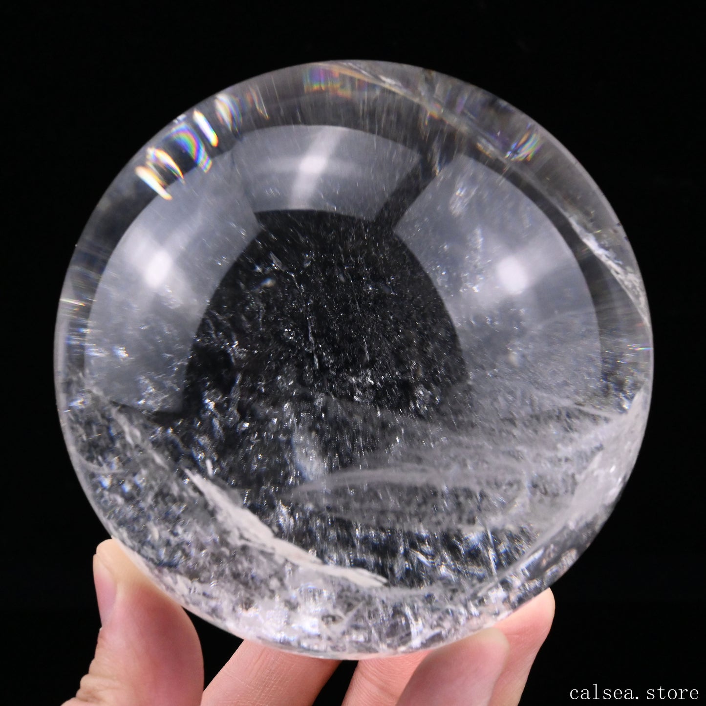 3.77'' Stunning Rainbow Clearquartz Sphere Crystal Healing Hand Carved Sphere/Ball