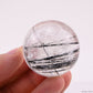 1.45'' Black Rutile,Tourmaline Quartz Sphere Crystal Healing Hand Carved Crystal Ball
