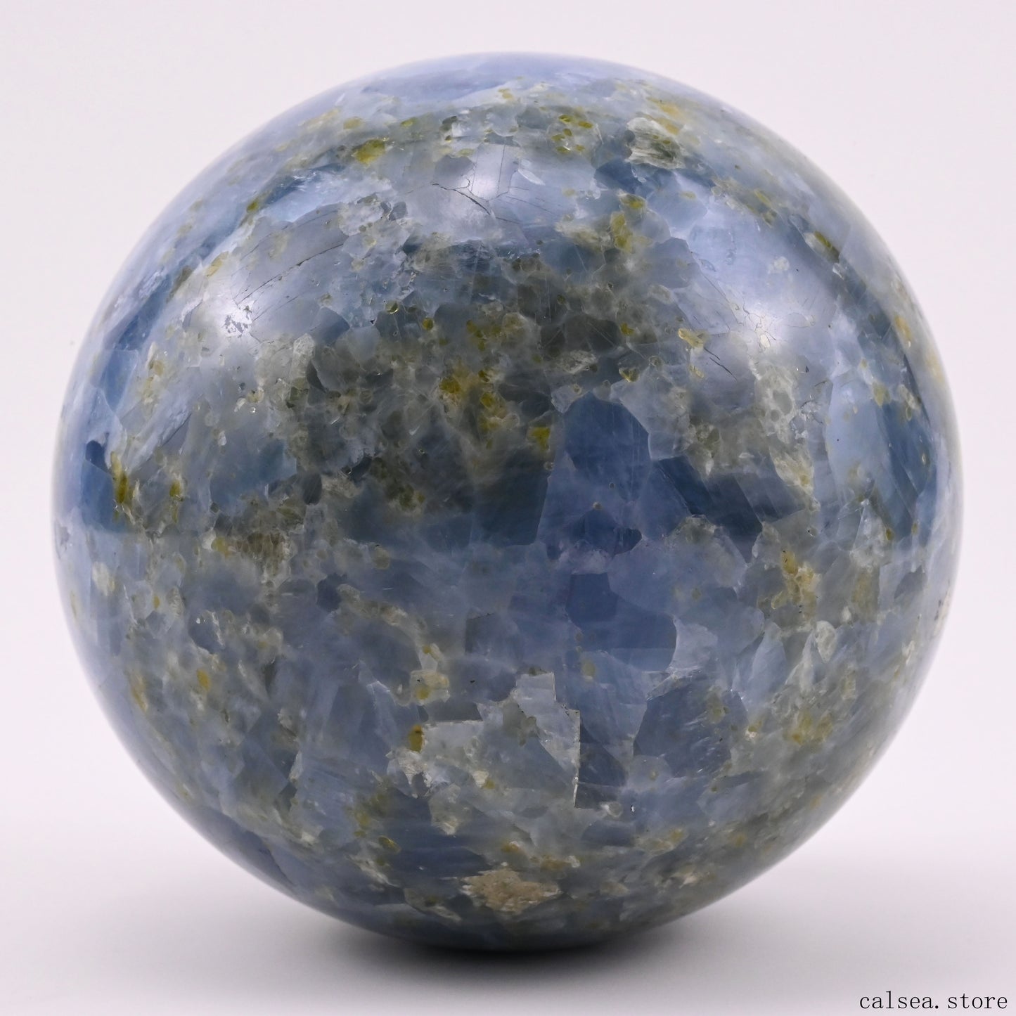 3.85'' Gemstone Blue Kynite Sphere Crystal Healing Hand Carved Sphere/Ball