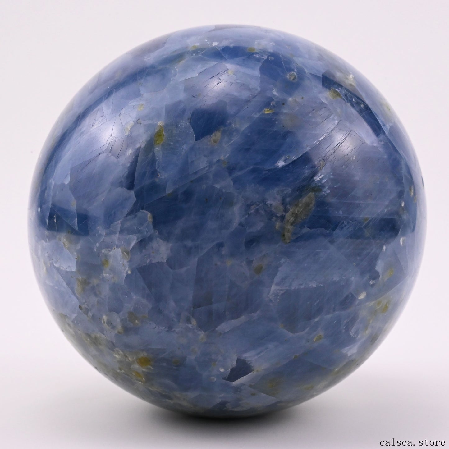 3.85'' Gemstone Blue Kynite Sphere Crystal Healing Hand Carved Sphere/Ball
