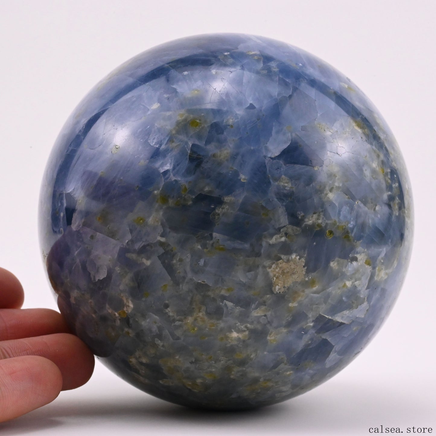 3.85'' Gemstone Blue Kynite Sphere Crystal Healing Hand Carved Sphere/Ball