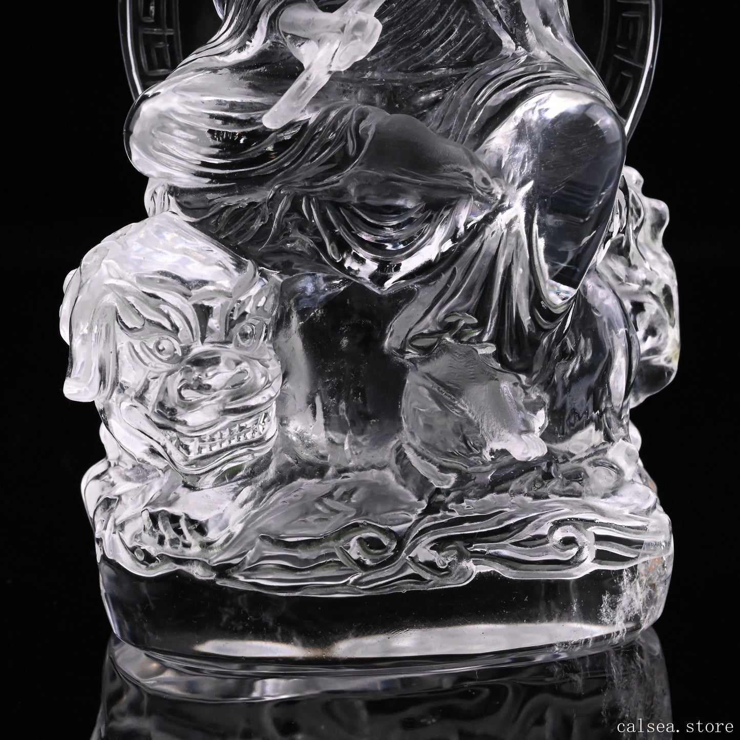 4.76'' Clearquartz Manjushri Buddha Sculpture Crystal Healing Hand Carved