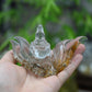 Goldenhealer Lotus Practicing Monks Sculpture Crystal Healing Hand Carved