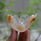 Rabbit Fur Golden Rutile,Rutilated Lotus Sculpture Crystal Healing Hand Carved