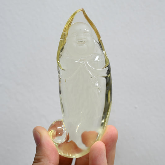 4.48''Awesome Brazil Citrine Buddha Sculpture Crystal Healing Hand Carved