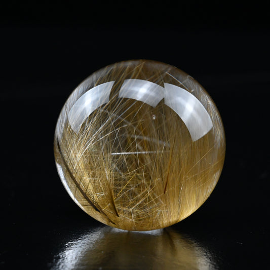 Golden Rutile, Rutilated Quartz Sphere Crystal Healing Hand Carved Crystal Ball