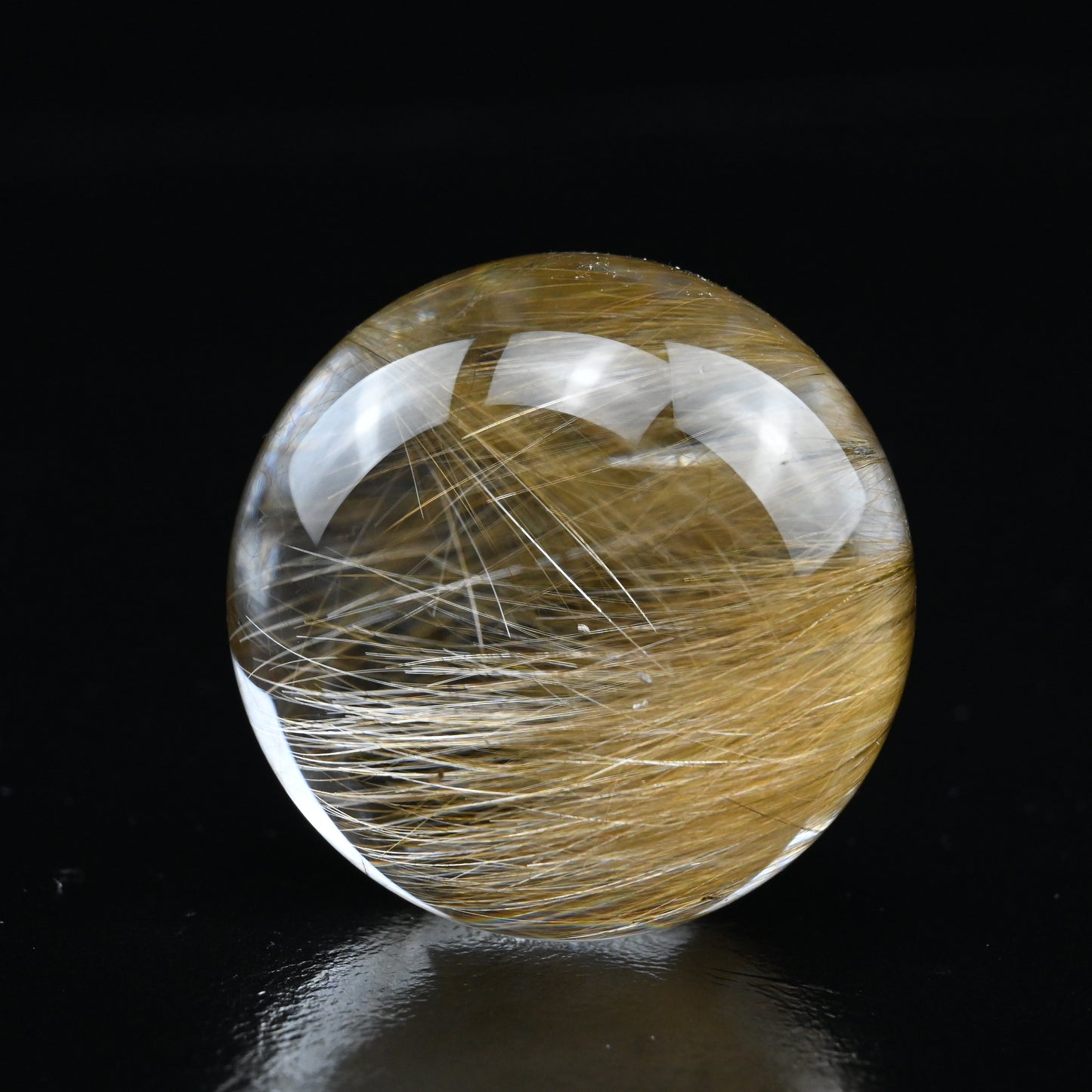 Golden Rutile, Rutilated Quartz Sphere Crystal Healing Hand Carved Crystal Ball