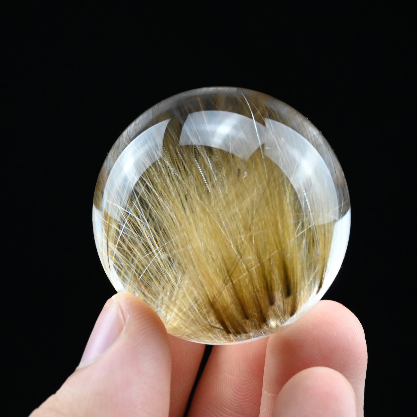 Golden Rutile, Rutilated Quartz Sphere Crystal Healing Hand Carved Crystal Ball