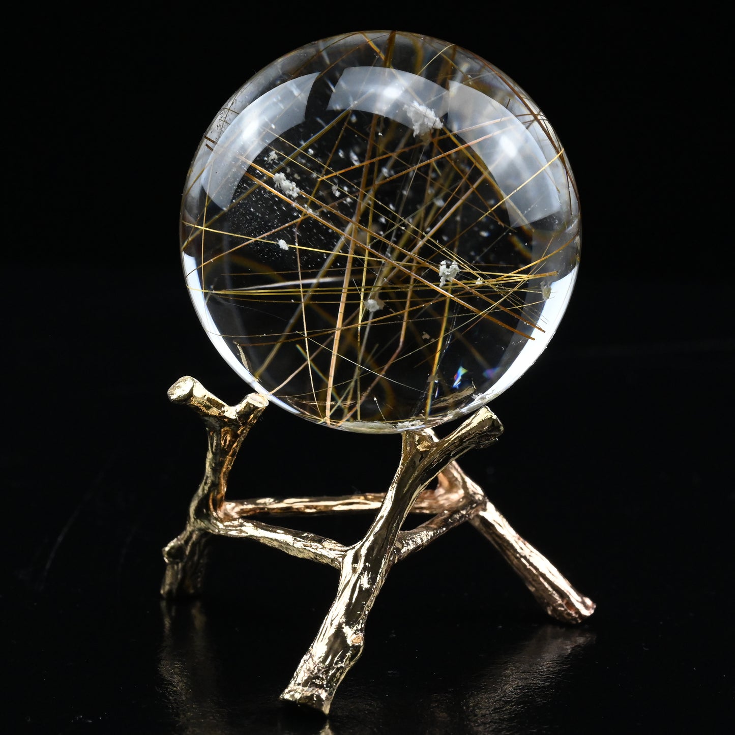 Golden Rutile,Rutilated Quartz Sphere Crystal Healing Hand Carved Crystal Ball