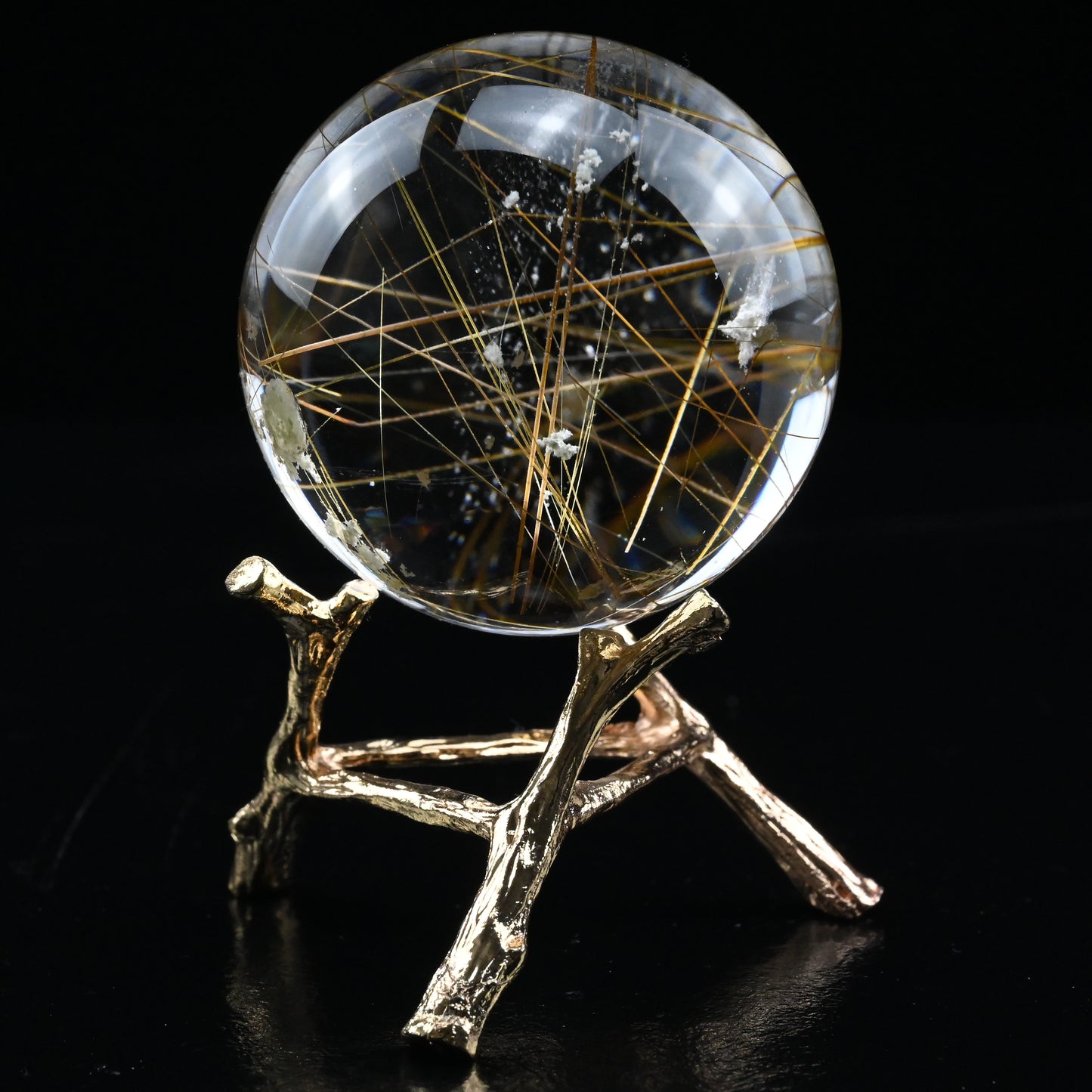 Golden Rutile,Rutilated Quartz Sphere Crystal Healing Hand Carved Crystal Ball