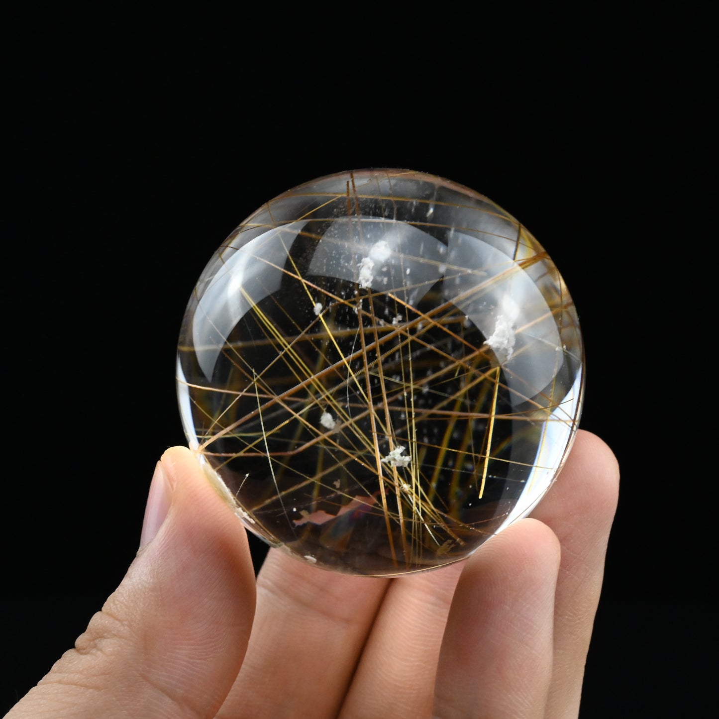 Golden Rutile,Rutilated Quartz Sphere Crystal Healing Hand Carved Crystal Ball