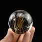 Golden Rutile,Rutilated Quartz Sphere Crystal Healing Hand Carved Crystal Ball