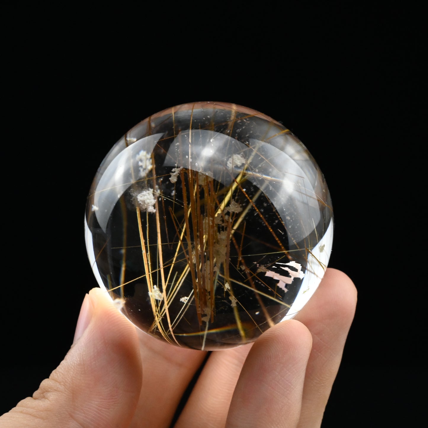 Golden Rutile,Rutilated Quartz Sphere Crystal Healing Hand Carved Crystal Ball