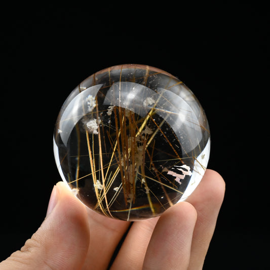 Golden Rutile,Rutilated Quartz Sphere Crystal Healing Hand Carved Crystal Ball